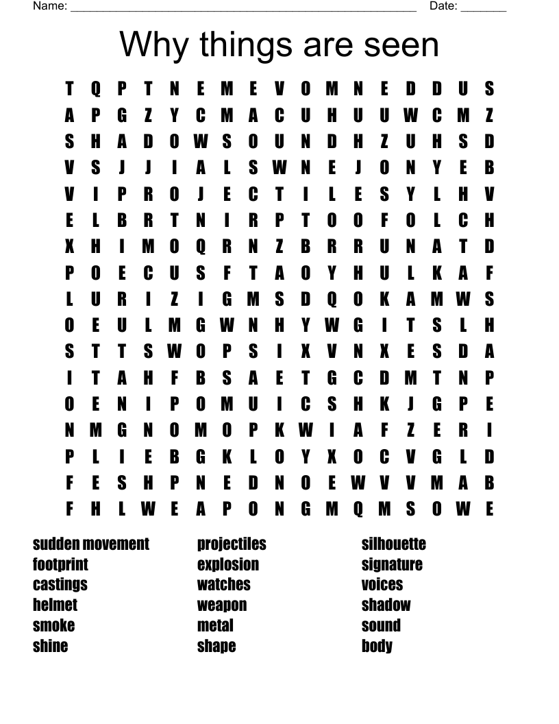 Why things are seen  Word Search