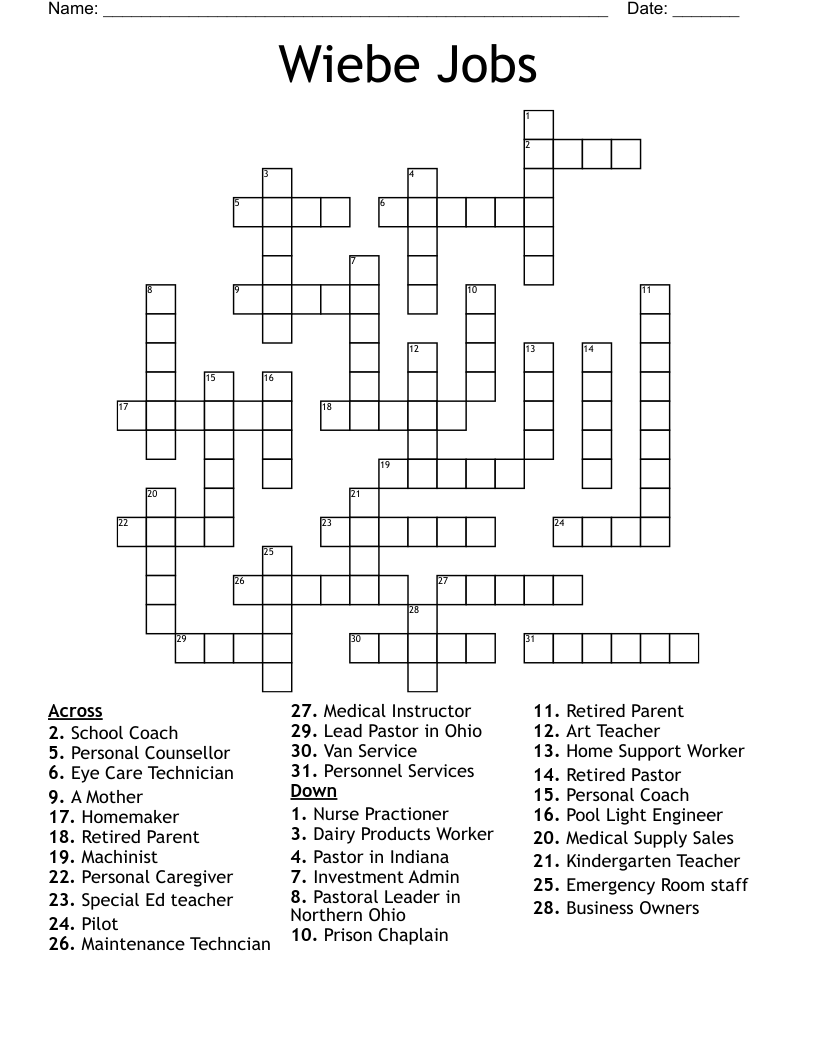 Wiebe Jobs Crossword
