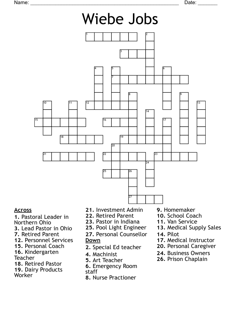 Wiebe Jobs Crossword