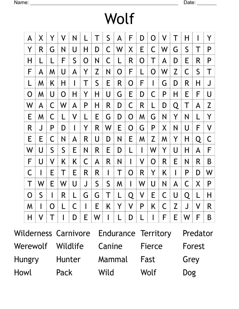 Wolf Word Search WordMint