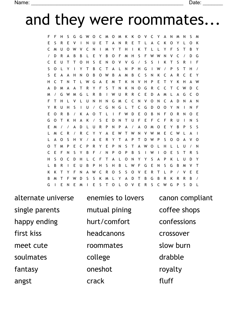 and they were roommates... Word Search