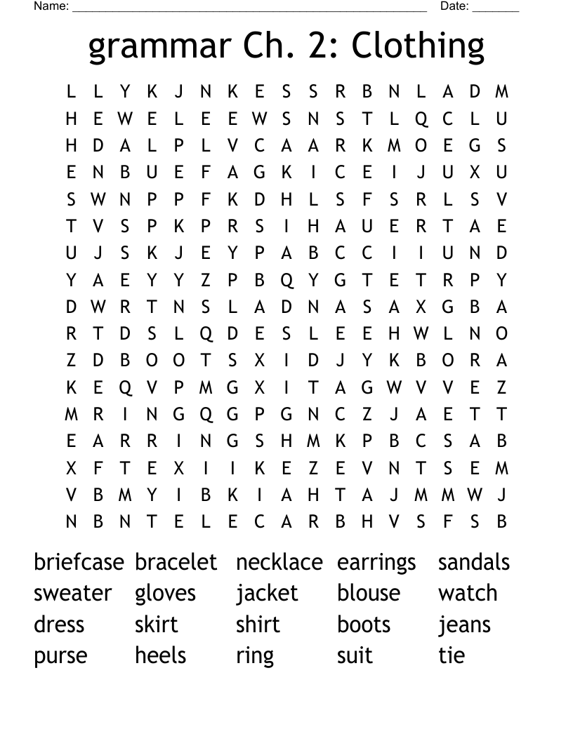 grammar Ch. 2: Clothing 