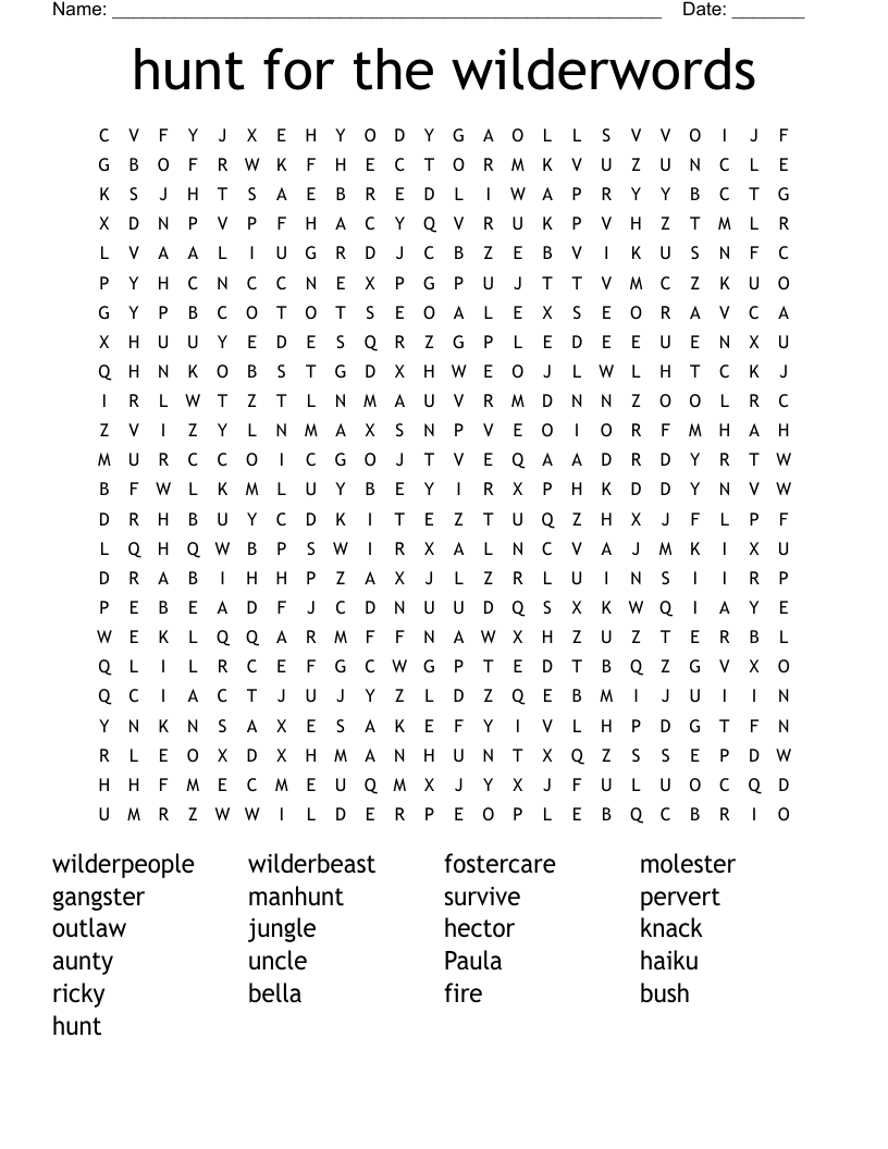 hunt for the wilderwords Word Search