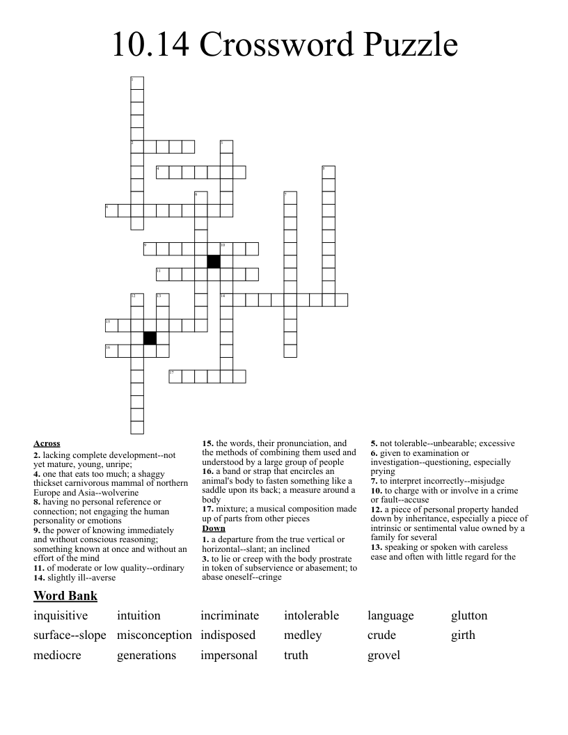10.14 Crossword Puzzle