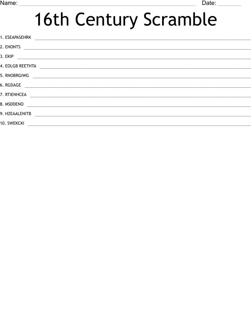 16th Century Scramble