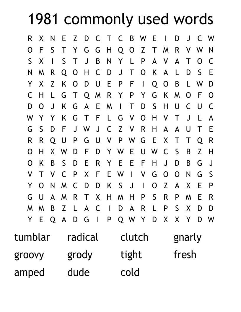 1981 commonly used words Word Search
