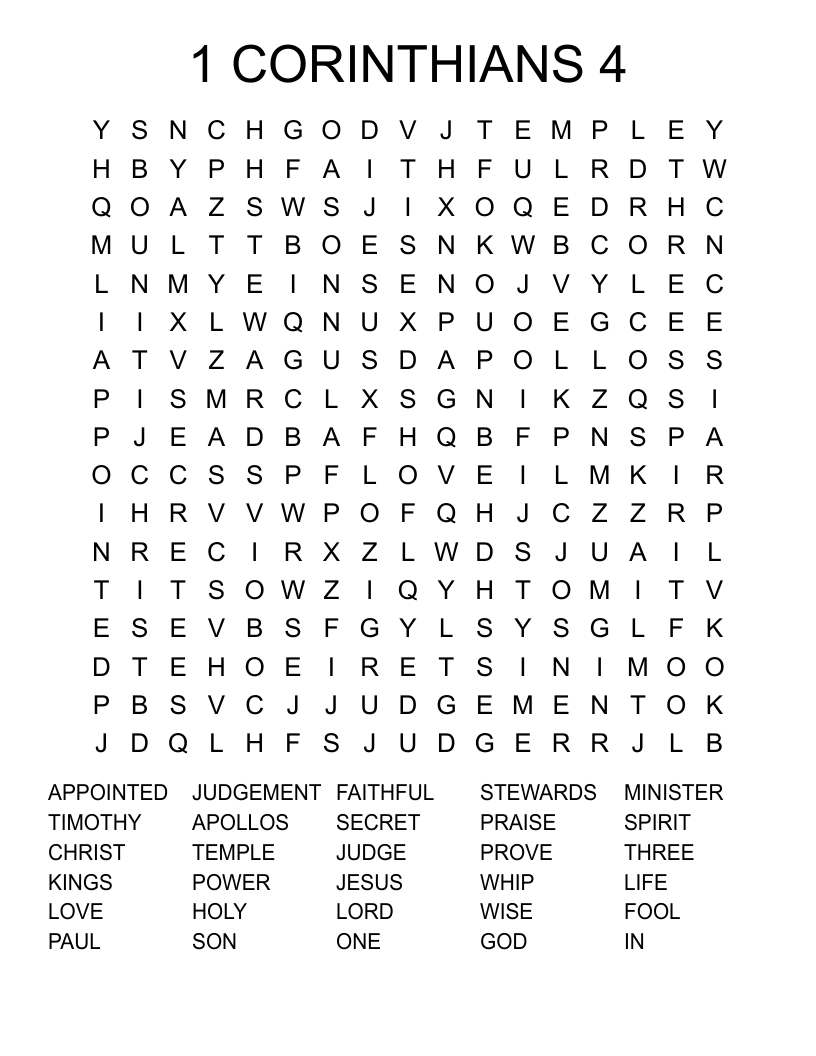 1 CORINTHIANS 4 Word Search
