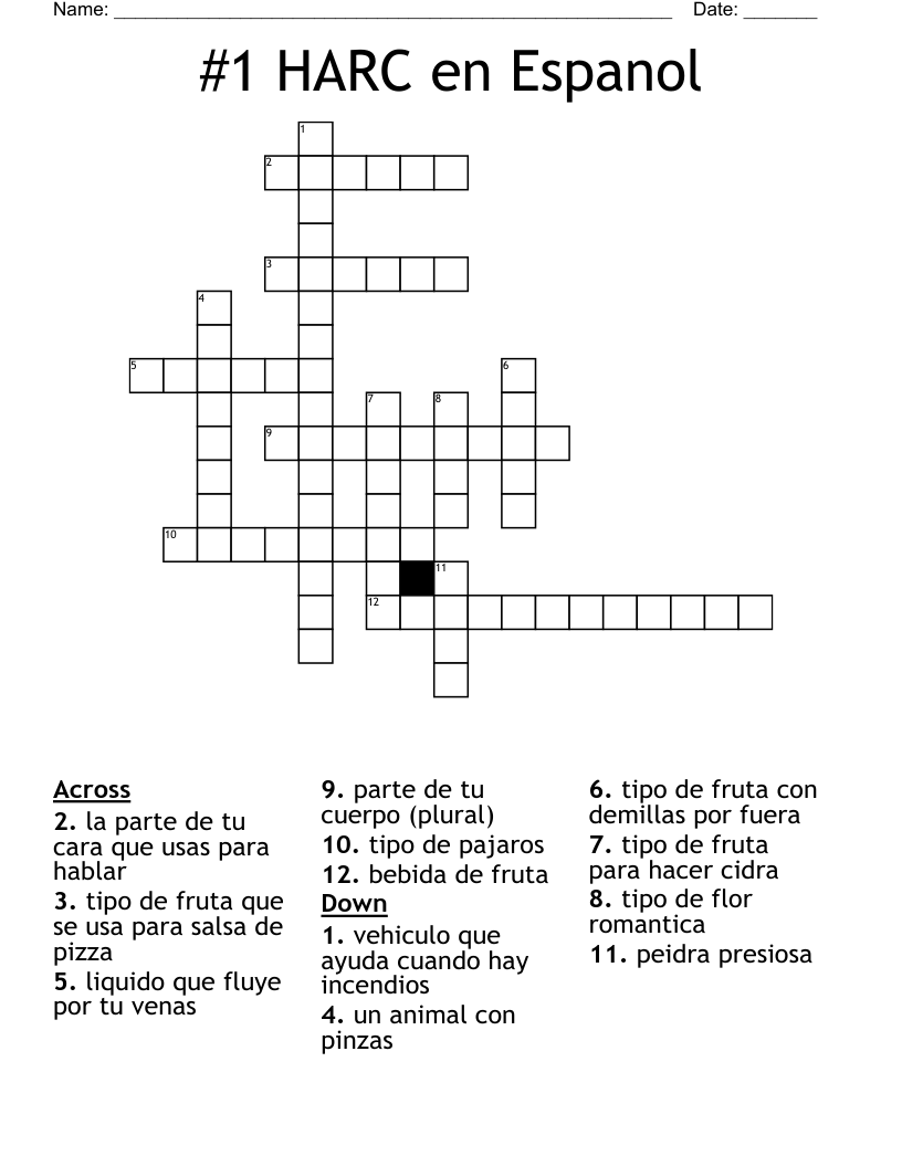 #1 HARC en Espanol Crossword