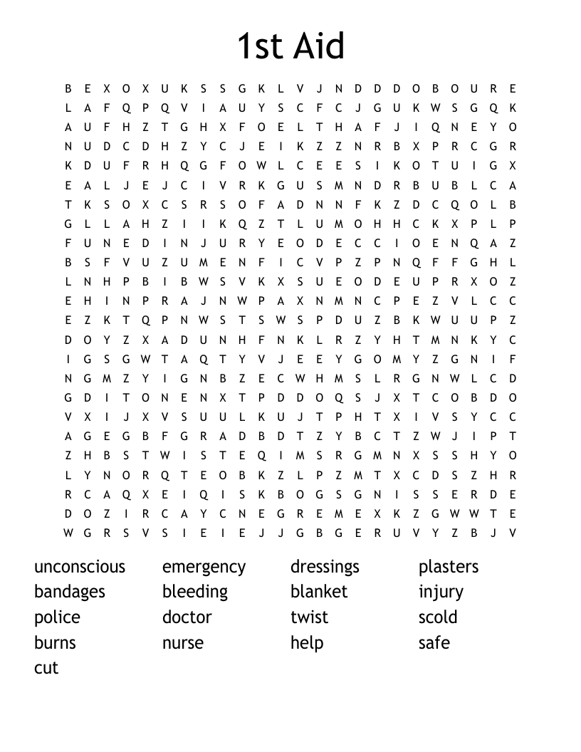 1st Aid  Word Search