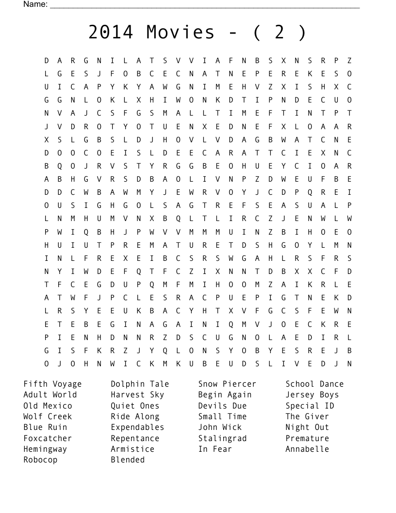 2014   Movies   -   (  2  ) Word Search