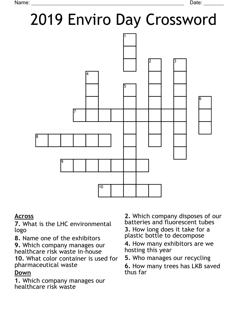 2019 Enviro Day Crossword