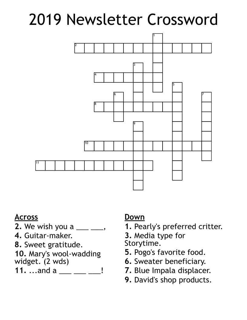 2019 Newsletter Crossword - WordMint