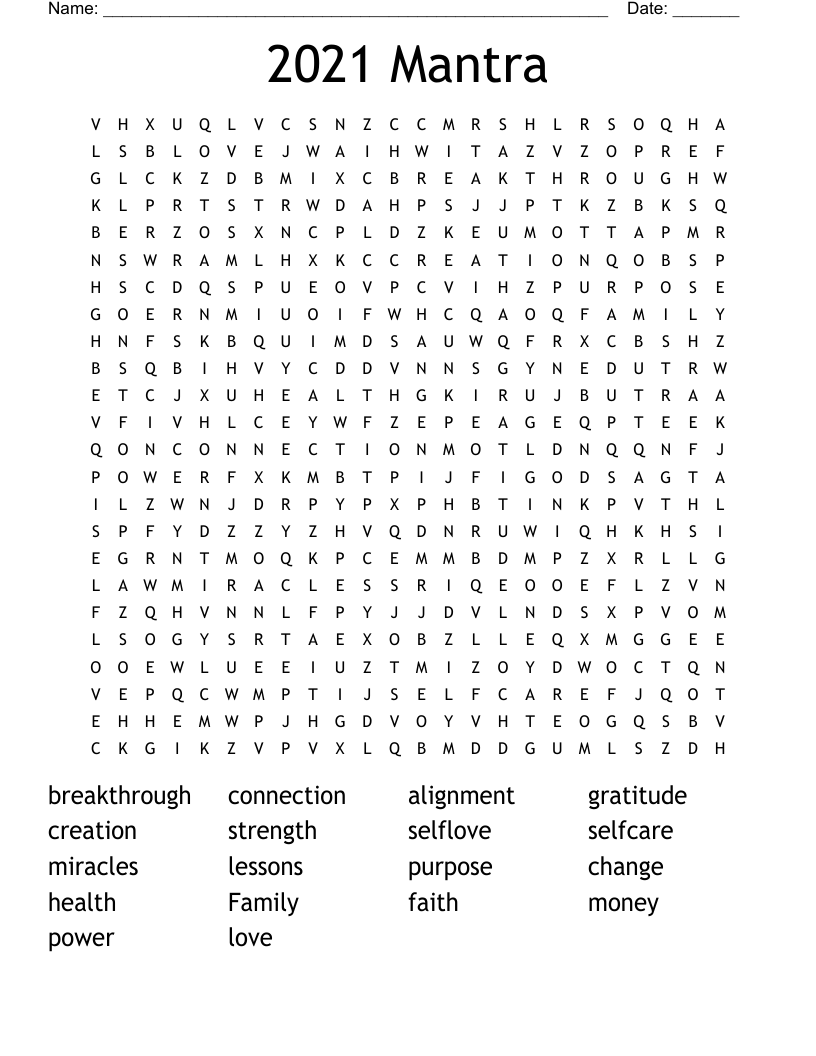 2021 Mantra Word Search