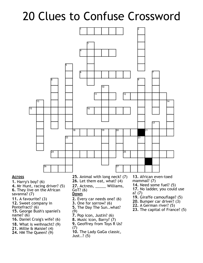 20 Clues To Confuse Crossword WordMint