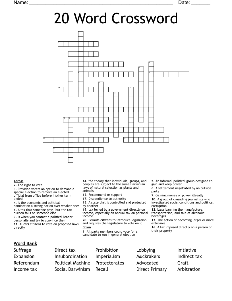 20 Word Crossword WordMint