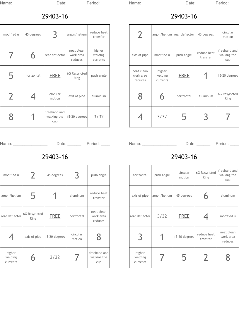 29403-16 Bingo Cards - WordMint