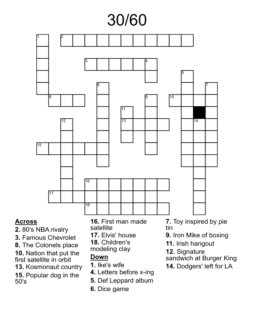 30/60 Crossword