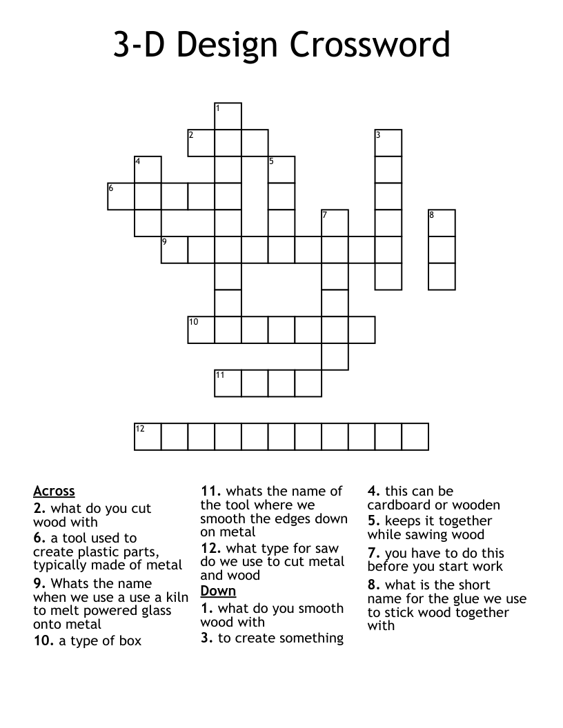 3-D Design Crossword - WordMint
