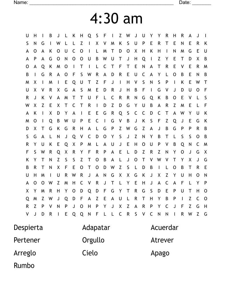 4:30 am  Word Search