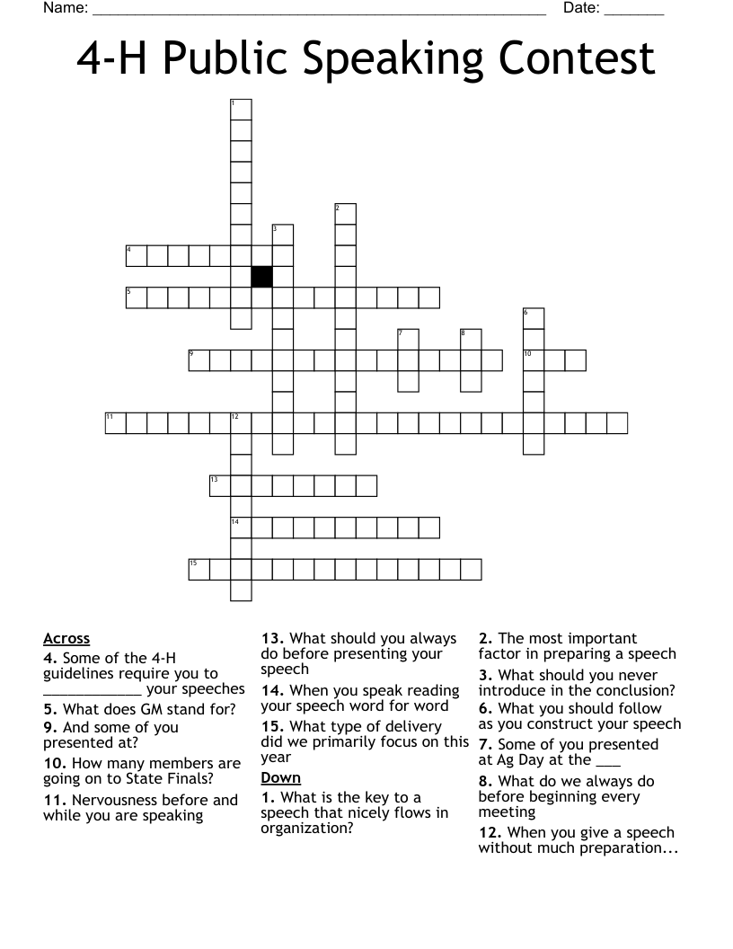 Crossword Art Of Public Speaking at Hunter Wang blog
