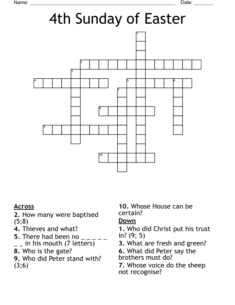 4th Sunday of Easter Crossword