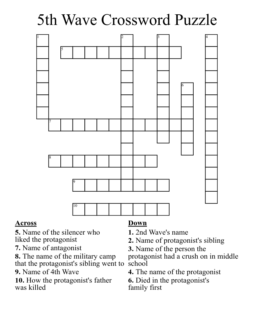 5th Wave Crossword Puzzle WordMint