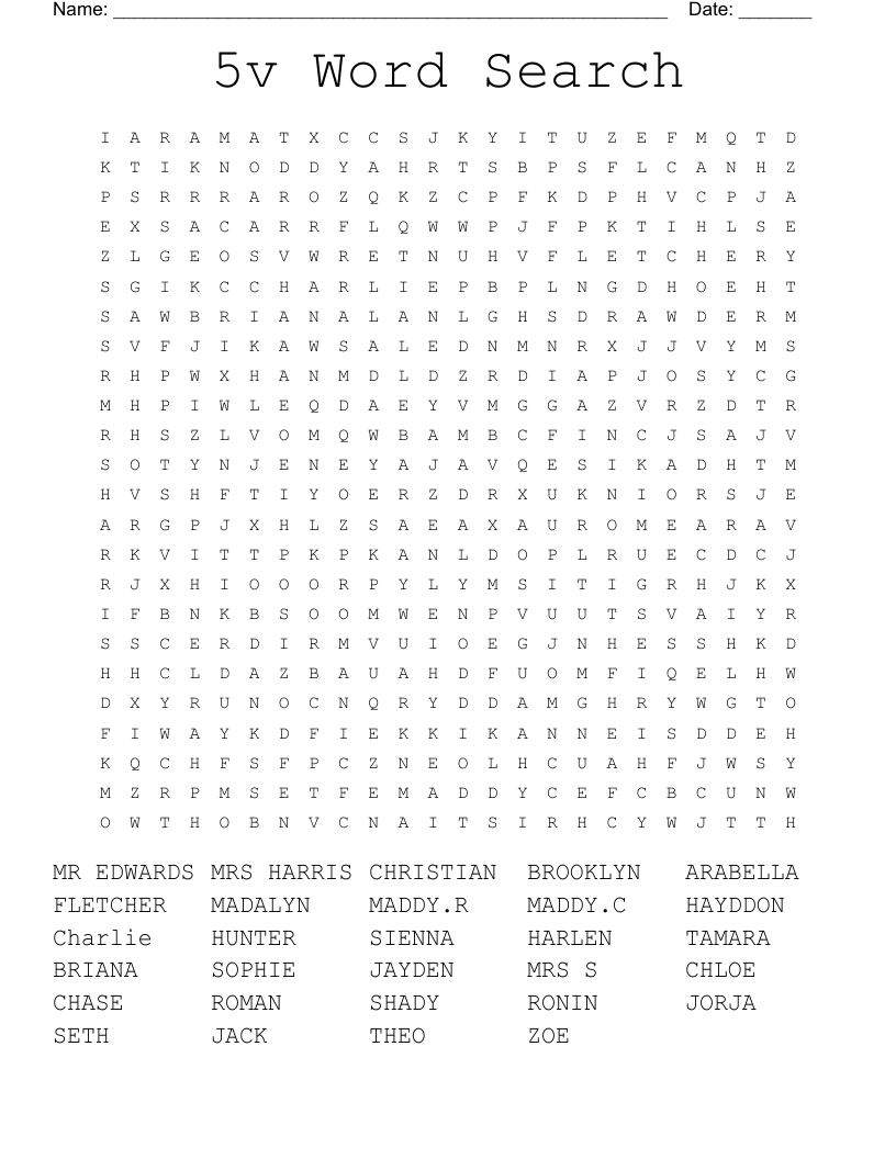 5v Word Search
