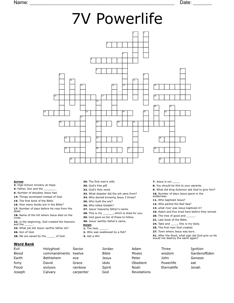 7V Powerlife Crossword