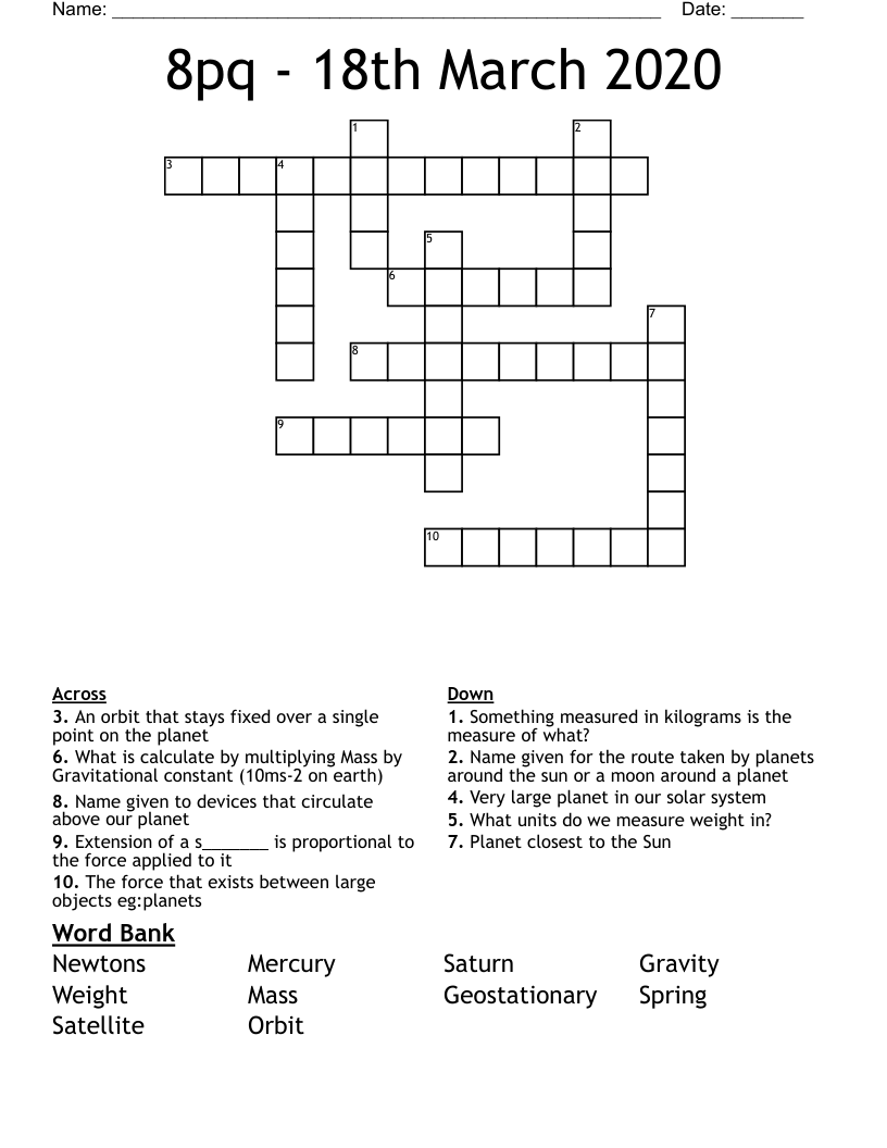 8pq - 18th March 2020 Crossword