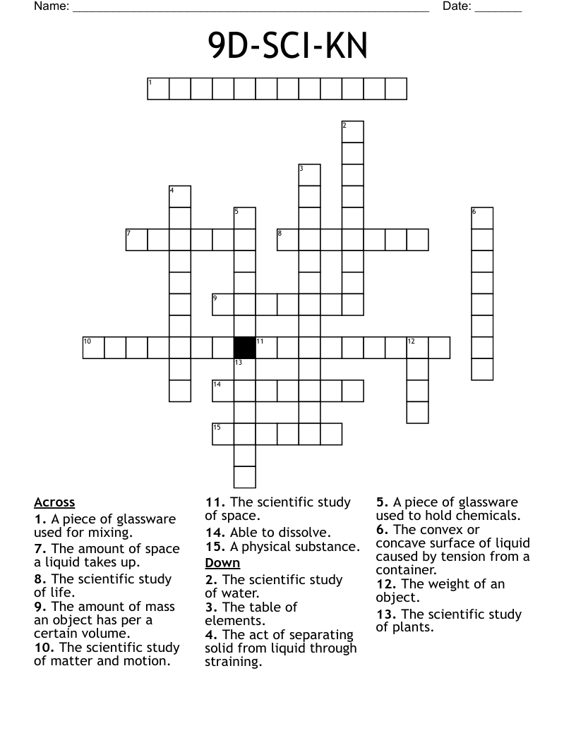 9D-SCI-KN Crossword