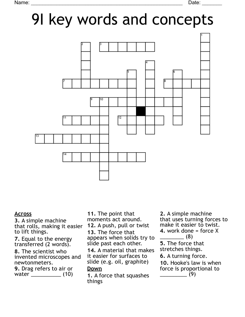 9I key words and concepts Crossword