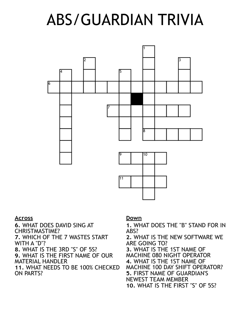 ABS/GUARDIAN TRIVIA Crossword WordMint