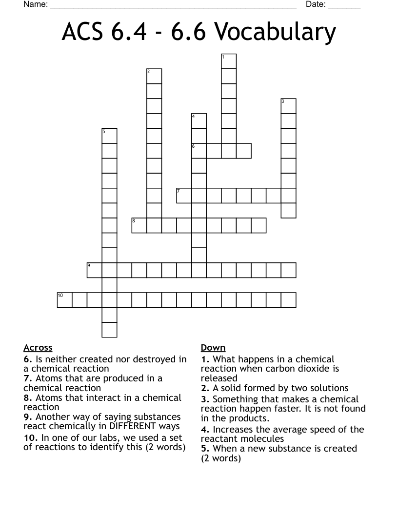 ACS 6.4 - 6.6 Vocabulary Crossword