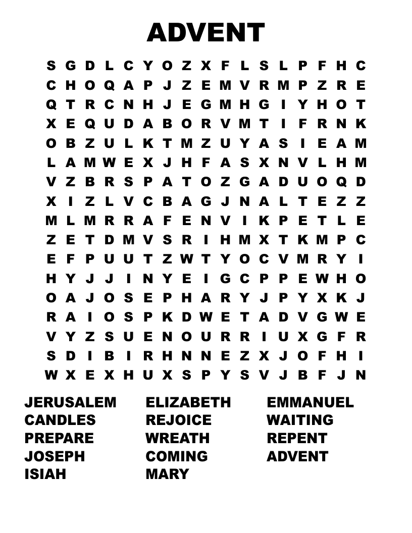 ADVENT Word Search WordMint