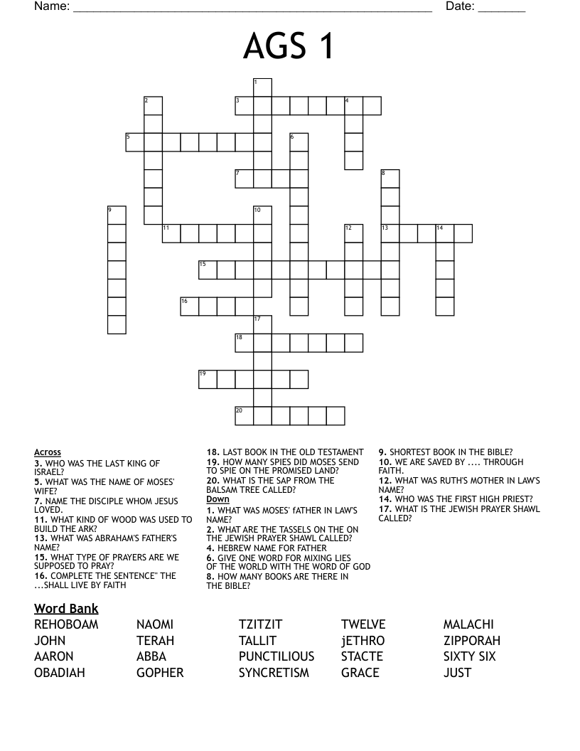 AGS 1 Crossword