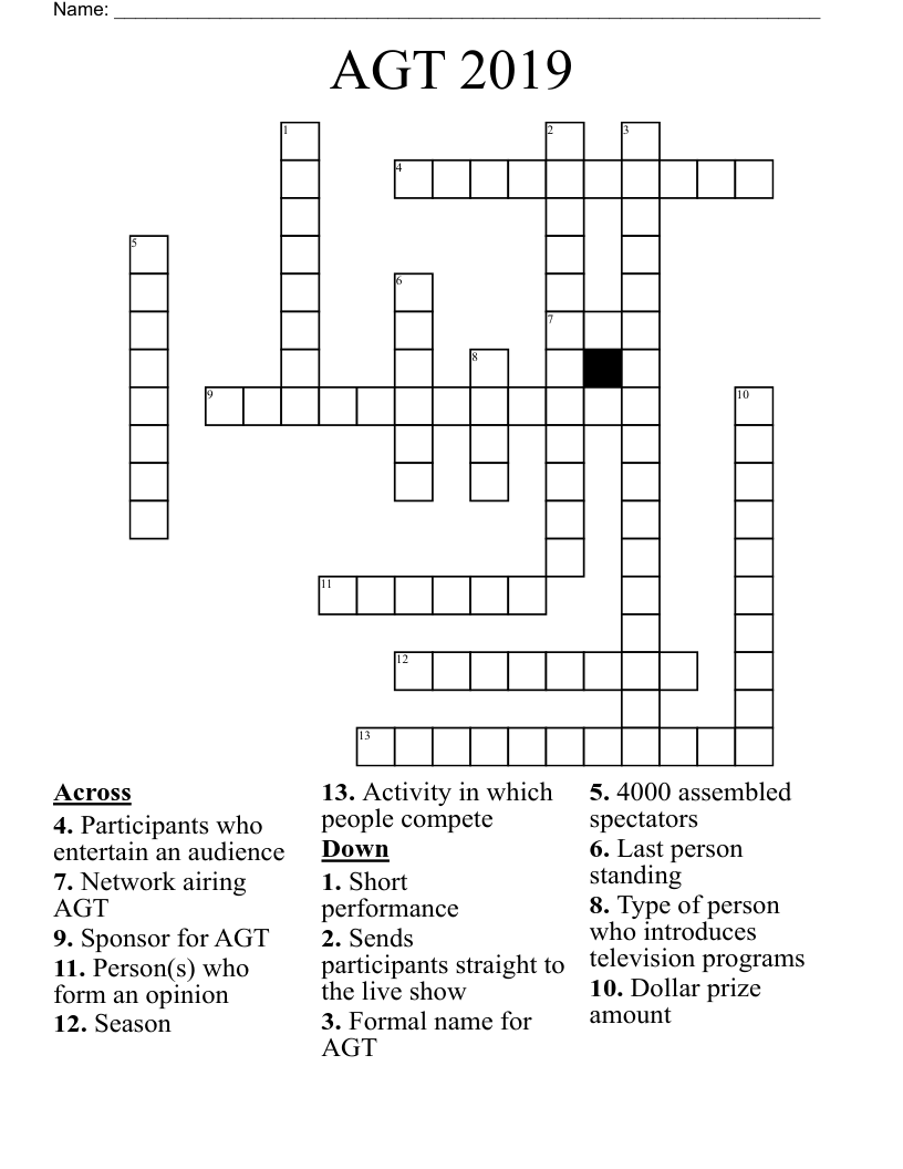 AGT 2019 Crossword