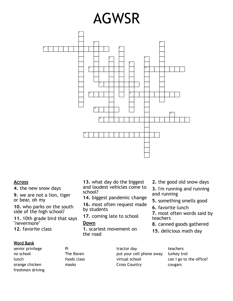 AGWSR Crossword WordMint