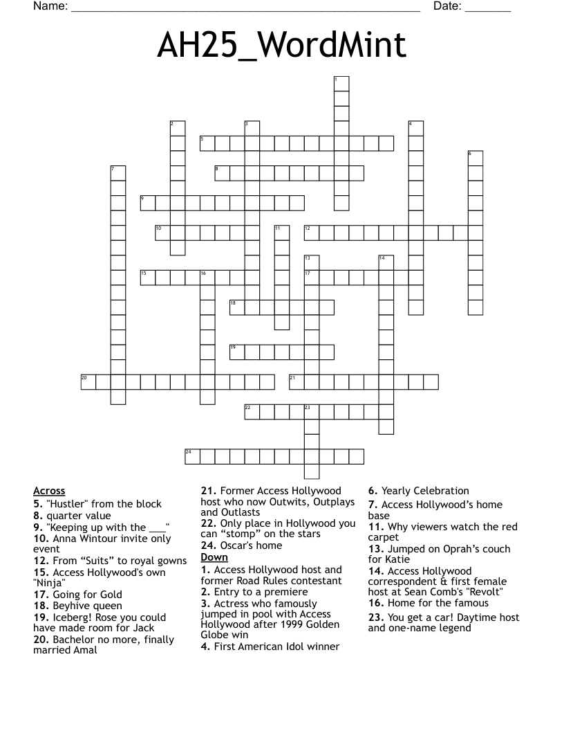 AH25 WordMint Crossword WordMint
