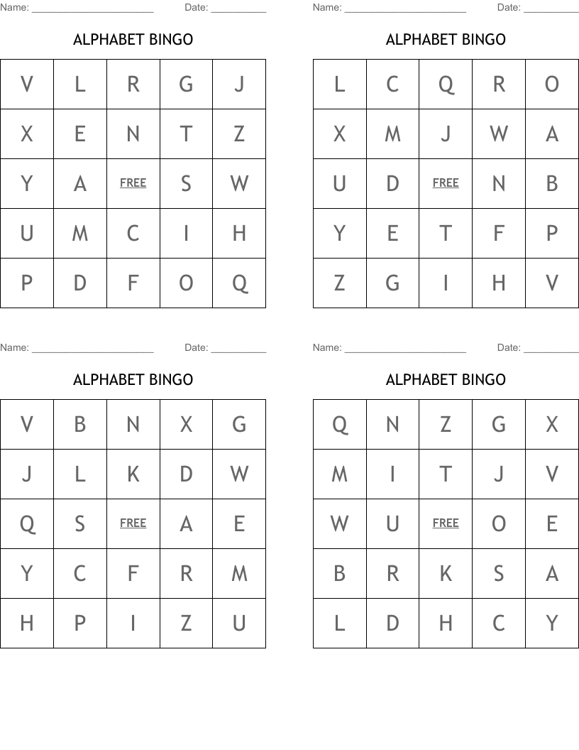 ALPHABET BINGO