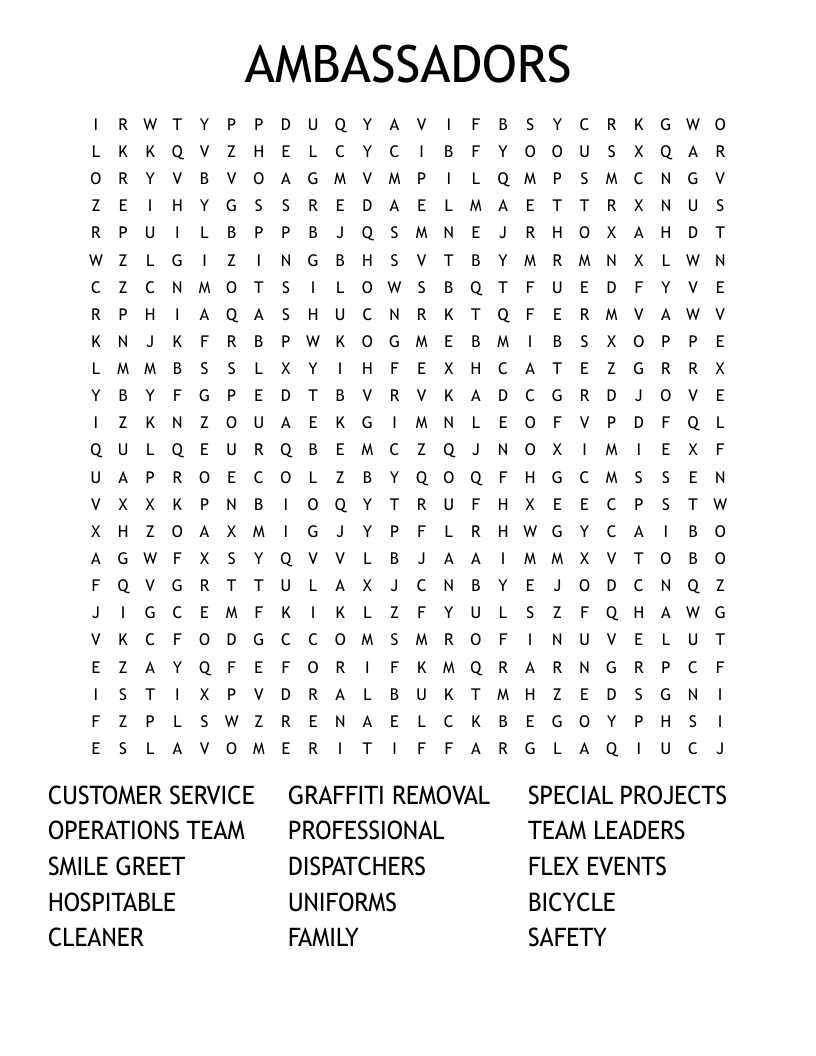 AMBASSADORS Word Search