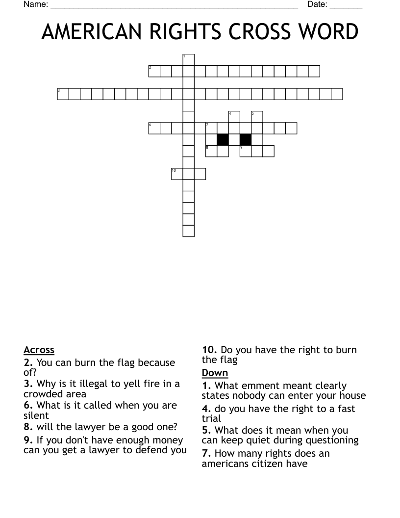 AMERICAN RIGHTS CROSS WORD