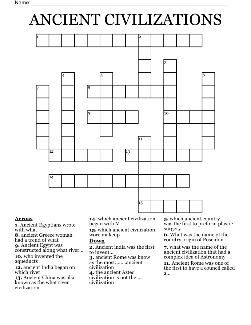 ANCIENT CIVILIZATIONS Crossword WordMint