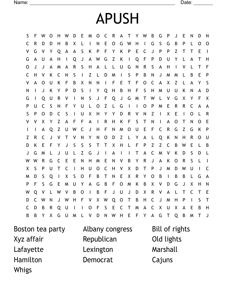 APUSH Word Search