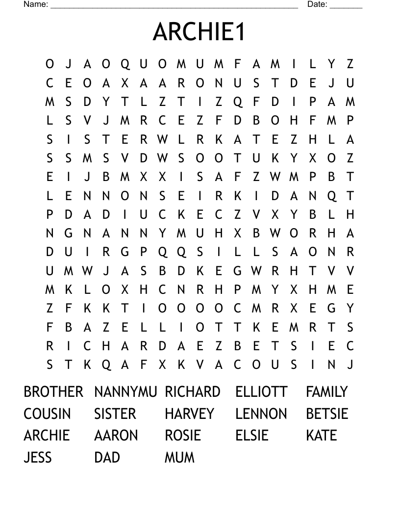 ARCHIE1 Word Search