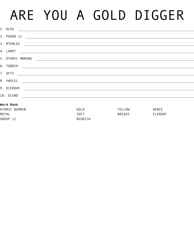 ARE YOU A GOLD DIGGER