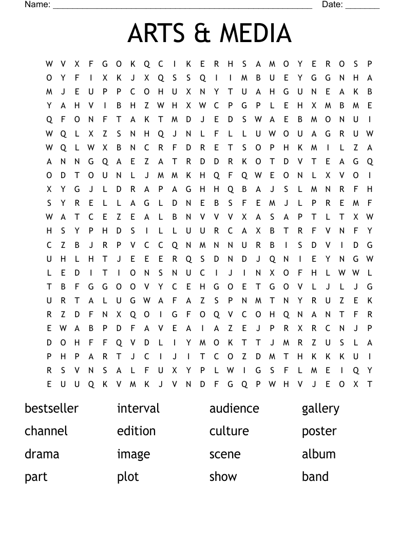 ARTS & MEDIA Word Search
