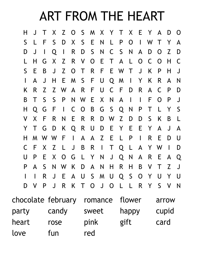 ART FROM THE HEART Word Search
