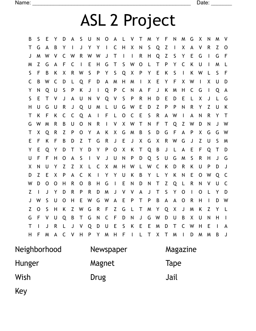 ASL 2 Project Word Search