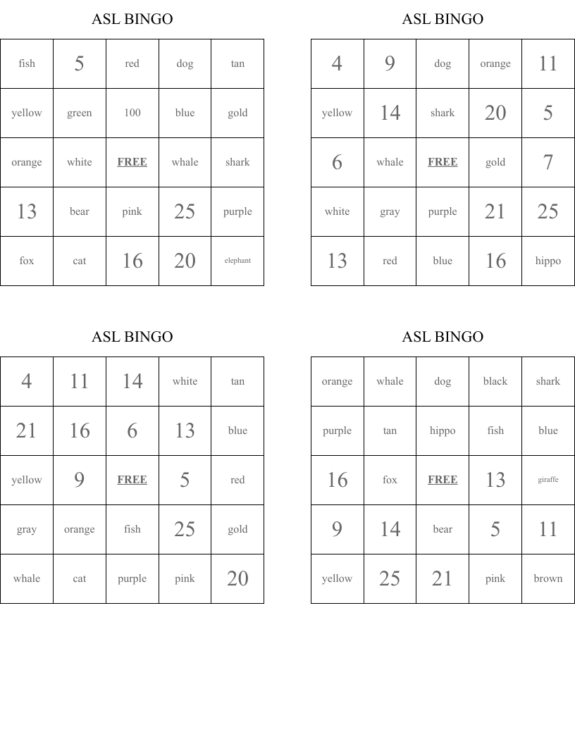 ASL BINGO 