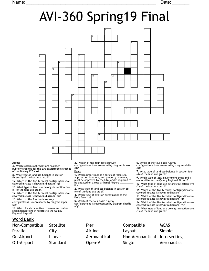 AVI-360 Spring19 Final Crossword